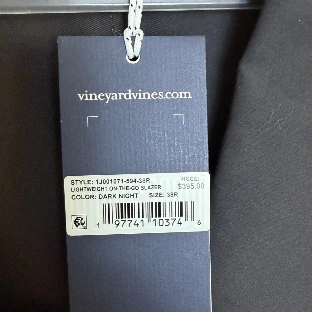 NEW Vineyard Vines OTG Lightweight On-The-Go Blazer Dark Night Grey 38R Travel